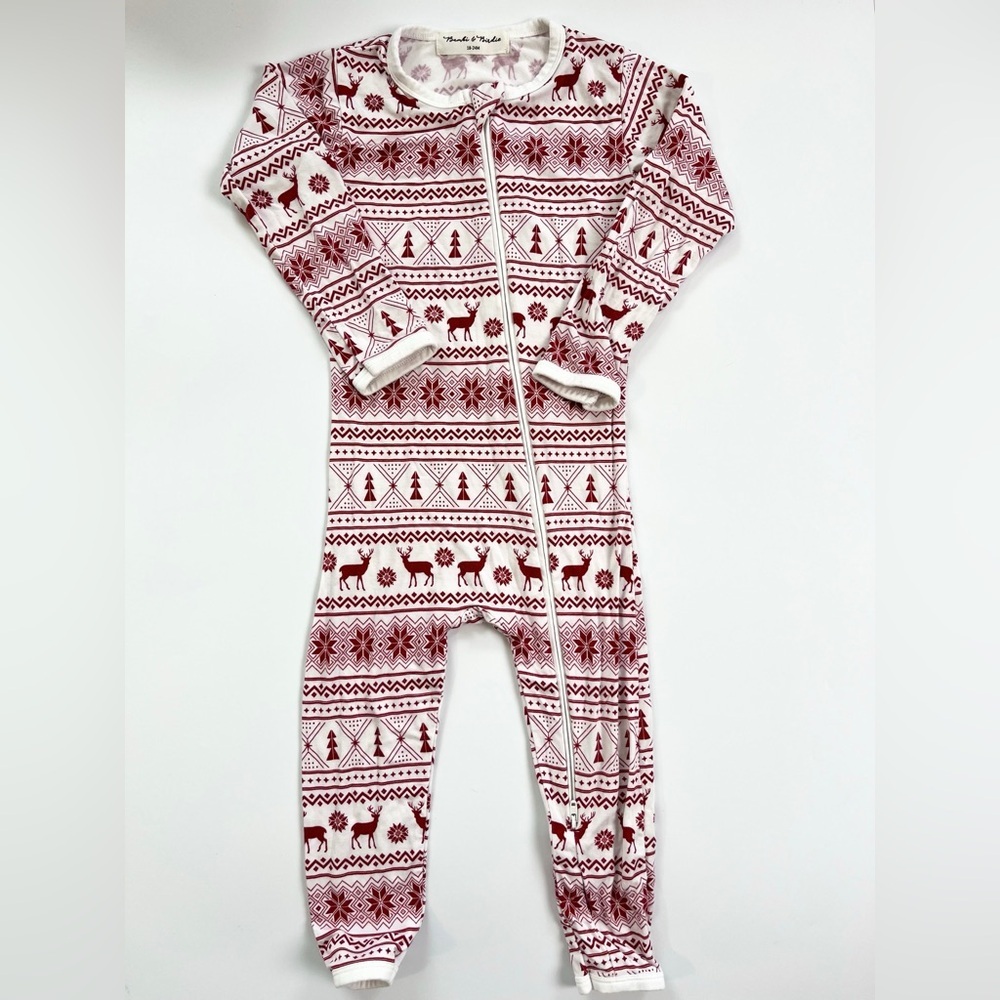 🇨🇦 Bambi & Birdie Bamboo Festive‎ Red and White Patterned Romper